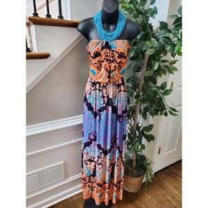 Mezzanine Women's Multicolor Polyester Strapless Long Maxi Dress Size S